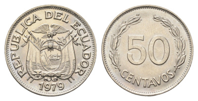 Эквадор 50 сентаво 1979 KM 81 сталь плакированная никелем UNC 4663-347