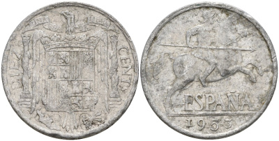 Испания 10 сентимо 1953 Франсиско Франко (1939 - 1975) KM 766 алюминий 4155-244