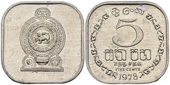 Шри-Ланка 5 центов 1978 KM 139a алюминий 4136-728