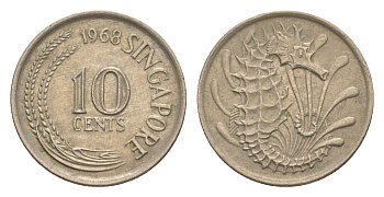 Сингапур 10 центов 1968 KM 3 медно-никель 4640-553