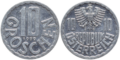 Австрия 10 грошей 1979 KM 2878 алюминий 4396-1119