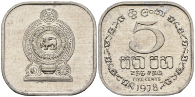 Шри-Ланка 5 центов 1978 KM 139a алюминий 4136-728