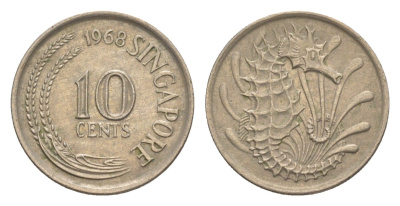 Сингапур 10 центов 1968 KM 3 медно-никель 4640-553