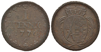 Саксония 1 пфенниг 1776 C KM 1000 (C 91) медь    413-5624