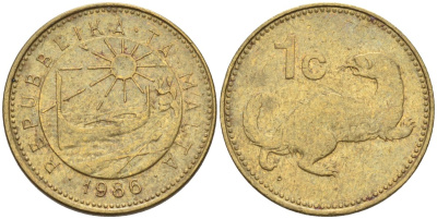 Мальта 1 цент 1986 ласка, горностай KM 78 никель латунь 4585-1116