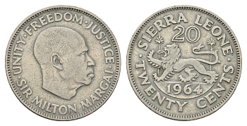 Сьерра-Леоне 20 центов 1964 KM 20 медно-никель 4678-1024