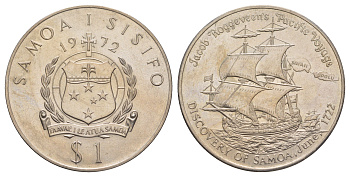 Самоа 1 тала 1972 250 лет открытию Самоа KM 11 медно-никель BU 4125-521