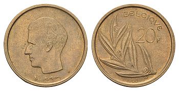Бельгия 20 франков 1980 Belgique, Бодуэн I (1951-1993) KM 159 никель бронза 4629-552