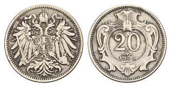 Австрия 20 геллеров 1895 Франц Иосиф I (1848-1916) KM 2803 никель 4639-1052