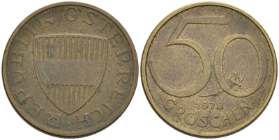 Австрия 50 грошей 1978 KM 2885 алюминиевая бронза 4567-963