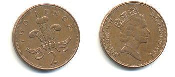 Великобритания 2 пенса 1994 Елизавета II (1952-2022) KM 936а, Spink 4386 (C4) сталь плакированная медью 177-837