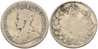 Канада 10 центов ND Георг V (1910-1936) KM 23 серебро    4147-337