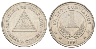 Никарагуа 1 кордоба 1997 KM 89 сталь плакированная никелем 4622-1225