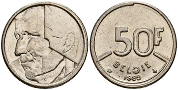 Бельгия 50 франков 1989 Belgie, Бодуэн I (1951-1993) KM 169 никель 4601-121