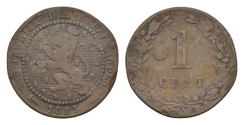 Нидерланды 1 цент 1883 Виллем III (1849-1890) KM 107 бронза 66-862
