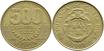 КОСТА-РИКА 500 КОЛОН 2003 B.C.C.R. KM 239.1 медь алюминий никель 59-1036