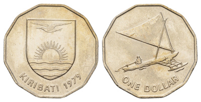 Кирибати 1 доллар 1979 год-тип, тираж 20.000 экземпляров KM 7 медно-никель UNC 413-2745