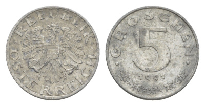 Австрия 5 грошей 1991 KM 2875 цинк 4576-647