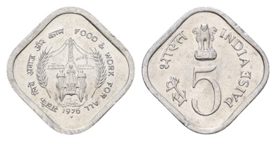 Индия 5 пайс 1976 ФАО - Еда и работа для Всех KM 19 алюминий UNC 4639-664