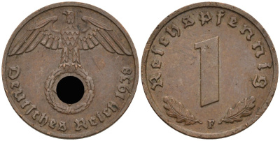 Германия 1 рейхспфенниг 1938 D KM 89, J 361 бронза 4136-829