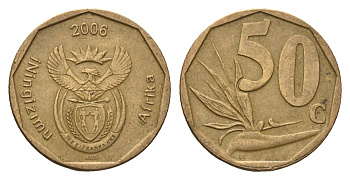 ЮАР 50 центов 2006 Зантедеския Эллиота (калла), герб, год-тип KM 489 сталь плакированная бронзой 4694-1012