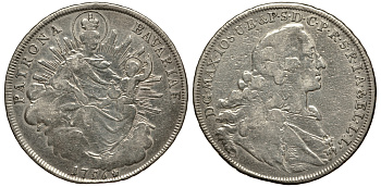 Бавария 1 талер 1756 А, Максимилиан III Иосиф (1745-1777), монетный двор Munich KM 223.2 Dav. 1952 серебро 413-3233