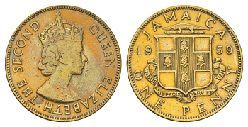 Ямайка 1 пенни 1959 KM 37 никель латунь 4628-644