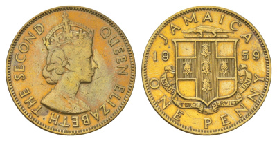 Ямайка 1 пенни 1959 KM 37 никель латунь 4628-644