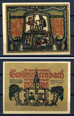 Гросбрайтенбах (Тюрингия) 20 пфеннигов 1921 картон aUNC 7556-22-2-2