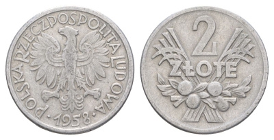 Польша 2 злотых 1958 Y 46 алюминий 4626-645