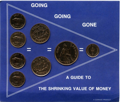 Великобритания набор из 8 монет 1937-1971 Справочник по уменьшению покупательной способности денег, монеты из обращения, буклет 4-4-1-45