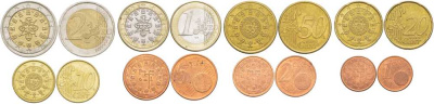 ПОРТУГАЛИЯ ЕВРОНАБОР ИЗ 8 МОНЕТ 2002 (1, 2, 5, 10, 20, 50 ЕВРОЦЕНТОВ, 1, 2 ЕВРО) N4-60