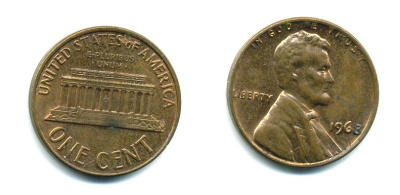 США 1 ЦЕНТ 1968 ЛИНКОЛЬН KM 201 медь цинк 76-169