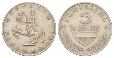 Австрия 5 шиллингов 1971 KM 2889a медно-никель 4624-413