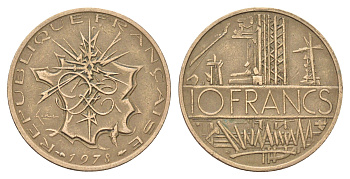 Франция 10 франков 1978 KM 940 медь алюминий никель 4706-821