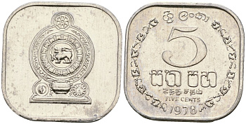 Шри-Ланка 5 центов 1978 KM 139a алюминий 4136-553