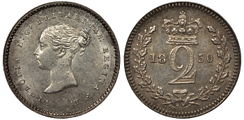 Великобритания 2 пенса 1850 Виктория (1837-1901) Spink 3919, KM 729 серебро PROOFLIKE 1524-443