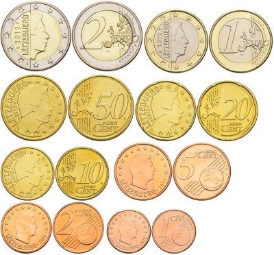 Люксембург евронабор 8 монет 2012 1, 2, 5, 10, 20, 50 евроцентов, 1, 2 евро UNC 183-441