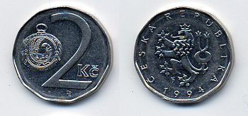 Чехия 2 кроны 1994 KM 9 сталь плакированная никелем 46-1767