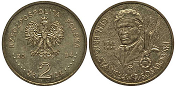 Польша 2 злотых 2004 MW, бригадный генерал Станислав Сосабовский (1892-1967) KM 499 нордик 114-115