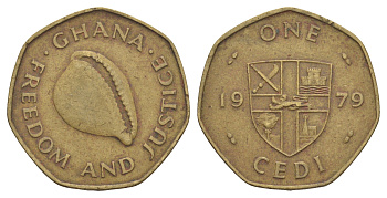 Гана 1 седи 1979 KM 19 латунь 4634-825