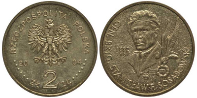 Польша 2 злотых 2004 MW, бригадный генерал Станислав Сосабовский (1892-1967) KM 499 нордик 114-115