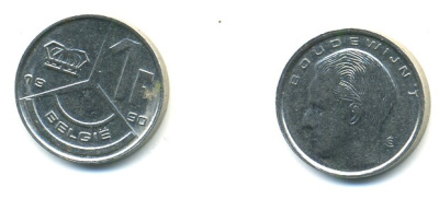 Бельгия 1 франк 1990 Belgie, Бодуэн I (1951-1993) KM 171 нержавеющая сталь 4364-1017