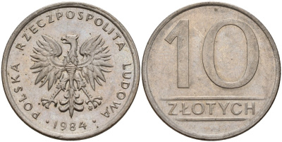 Польша 10 злотых 1984 MW, Народная Республика KM 152.1 медно-никель 4187-616
