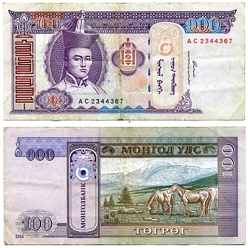 Монголия 100 тугриков 2000 Сухэ-Батор Pick 65a бумага VF 2119-14-3-2