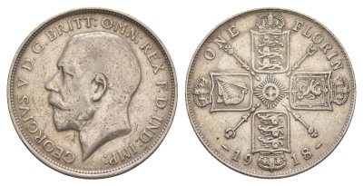 Великобритания 1 флорин = 2 шиллинга 1918 Георг V (1910-1936) KM 817, Spink 4012 серебро 1520-1413