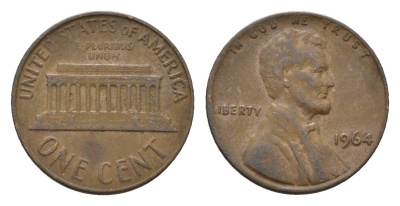 США 1 цент 1964 Авраам Линкольн KM 201 медь цинк 4674-514