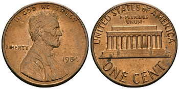 США 1 цент 1984 KM 201b цинк плакированный медью 4136-967