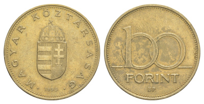 Венгрия 100 форинтов 1995 KM 698 латунь 4629-542