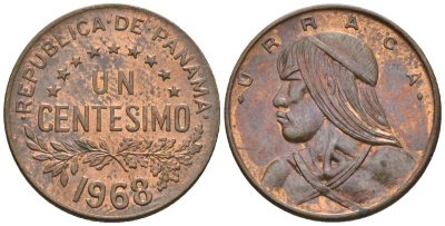 Панама 1 сентесимо 1968  KM 22 бронза  aUNC  4609-818